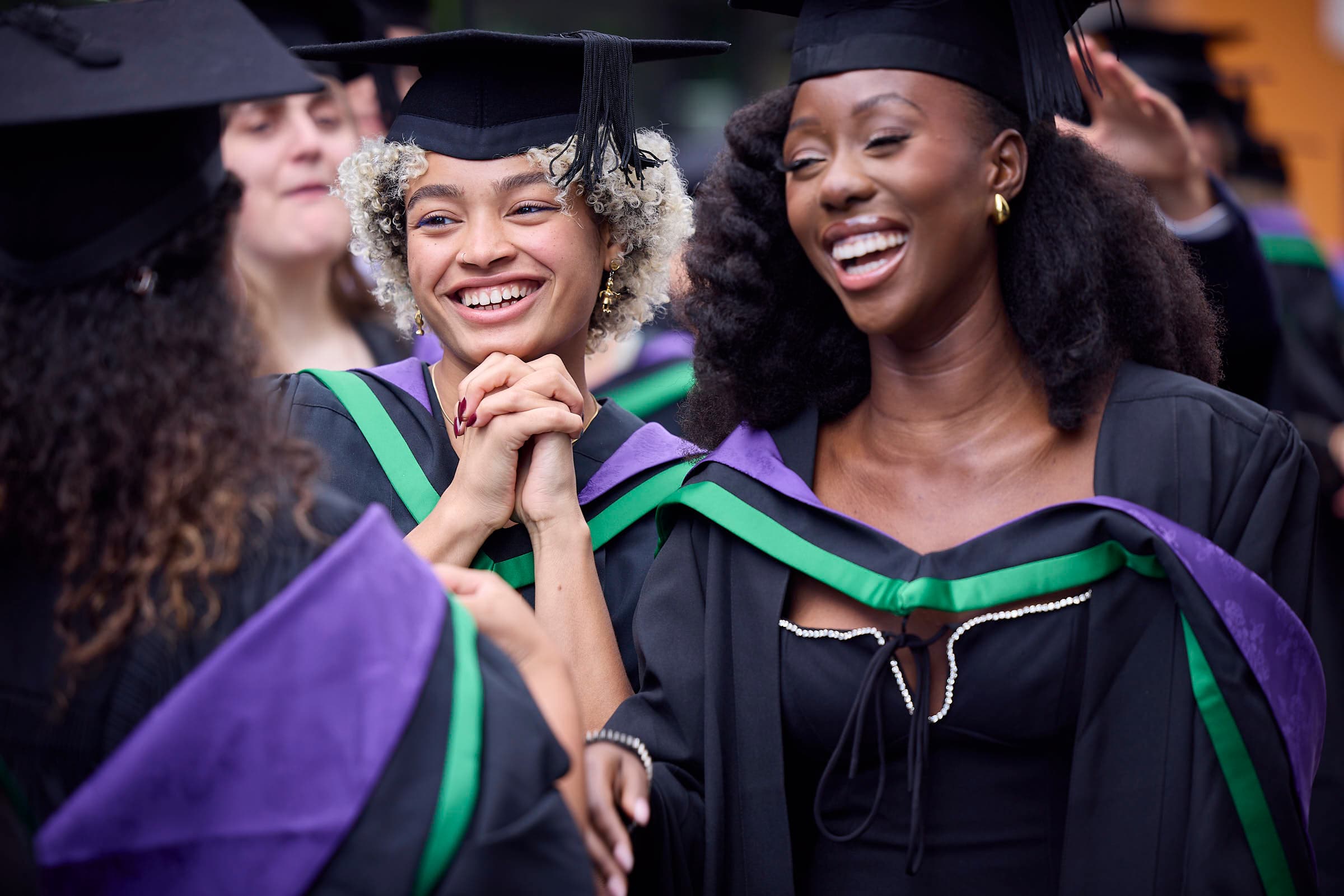 Graduates at a university commencement ceremony